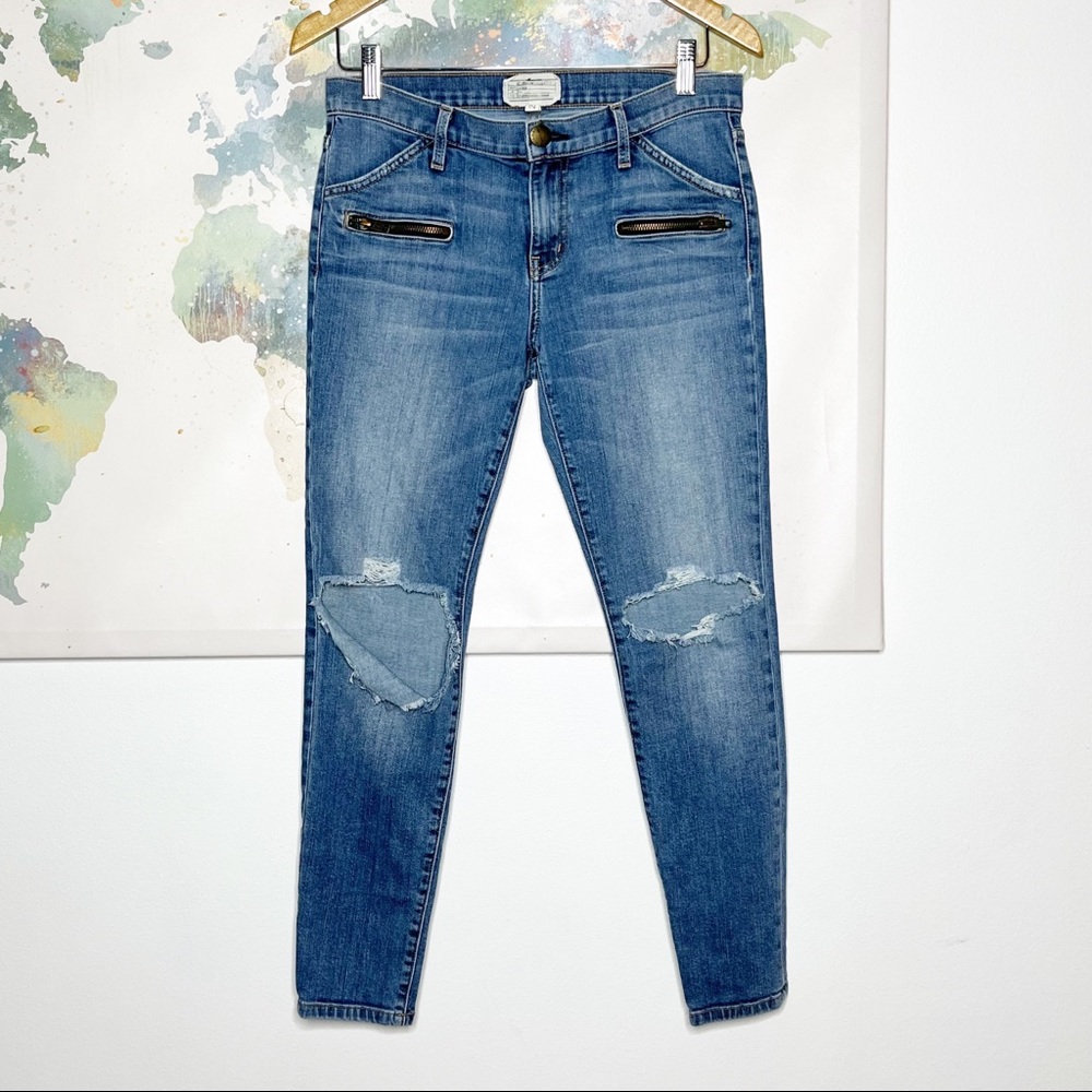 Current Elliot‎ Jeans Size 27 Skinny Stiletto Biker Adored Destroy Blue Denim